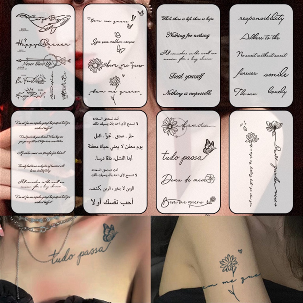 Magic Tattoo 】 8pcs/set Dura A 15 Días Tatuaje Pegatina Arte Corporal Brazo Cintura  Tatuajes Falsos Impermeable Larga Duración Letra Inglesa Temporal | Shopee  Colombia