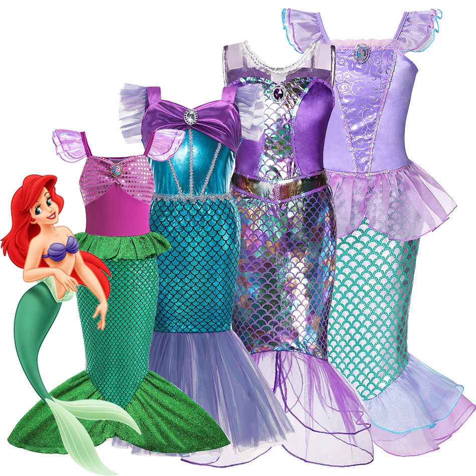 Vestido Para Niños Para Niñas Cosplay Sirenita Ariel Disfraz De Princesa  Carnaval Fiesta De Cumpleaños Ropa De Sirena | Shopee Colombia