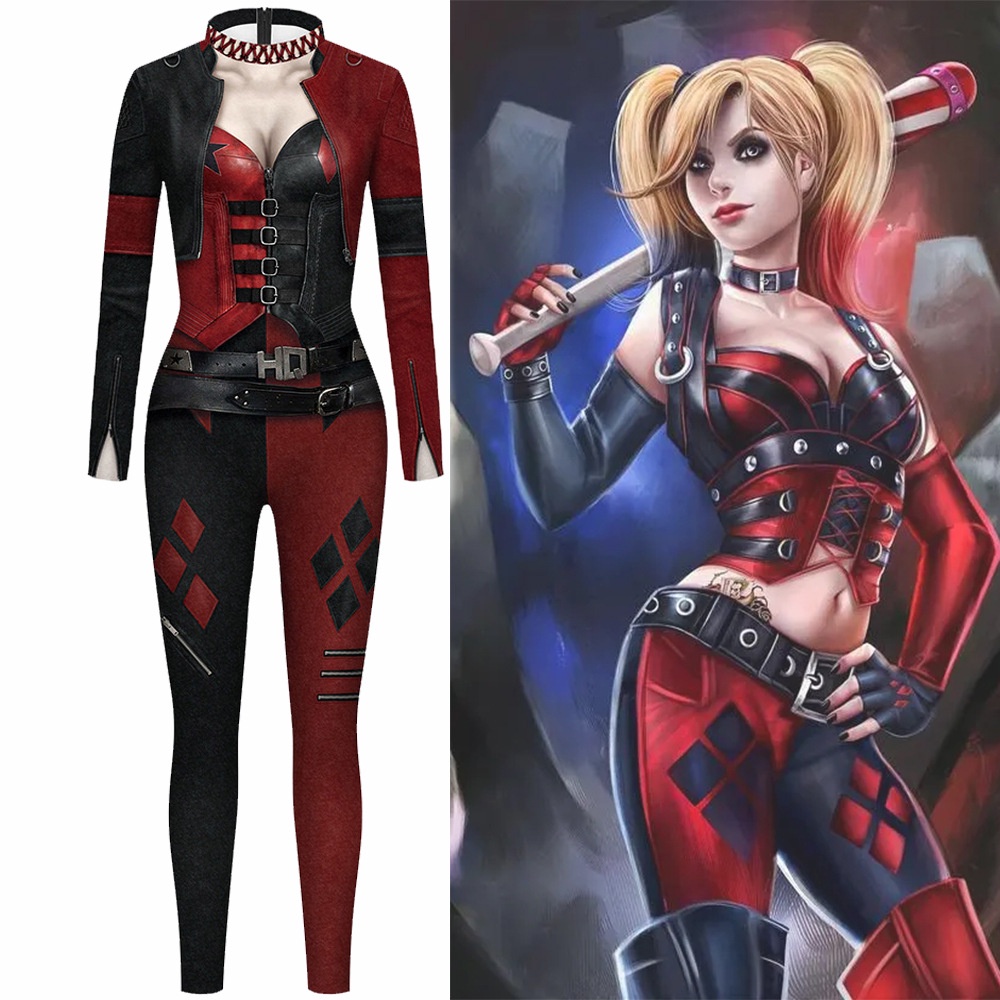 Disfraz De Anime cosplay Harley Quinn Mono De Personaje Más Delgado Aspecto  Flaco | Shopee Colombia