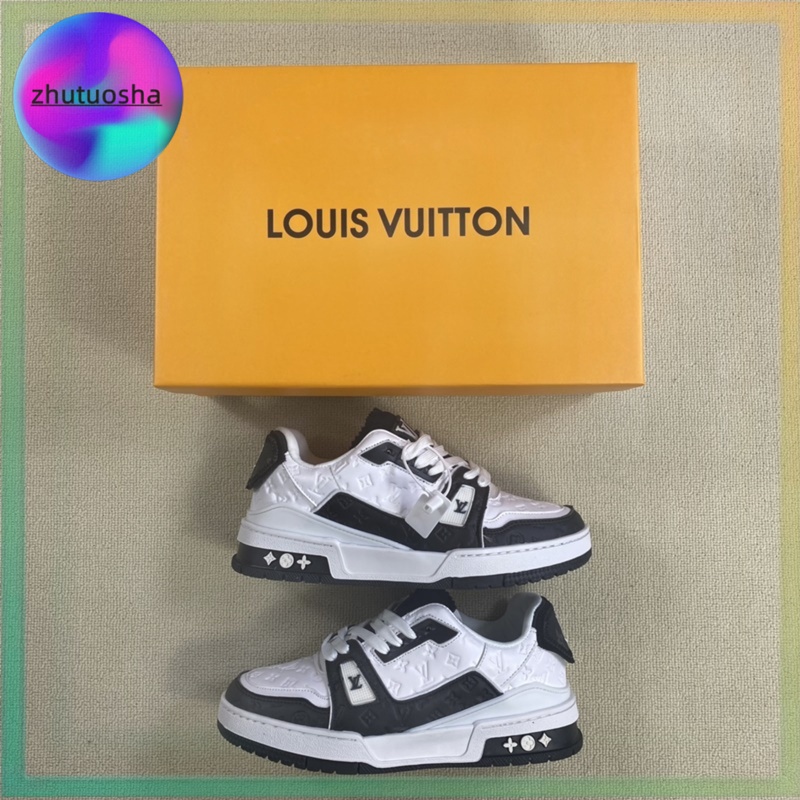 2023 zapatos de los hombres de moda impreso LV Louis Vuitton entrenador  blanco negro zapatillas Casual pareja hombres mujeres zapatos de moda tenis