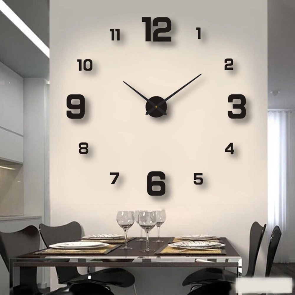 Reloj de pared grande para bricolaje, moderno reloj de pared 3D sin marco  con números de espejo, calcomanías para el hogar, oficina, sala de estar