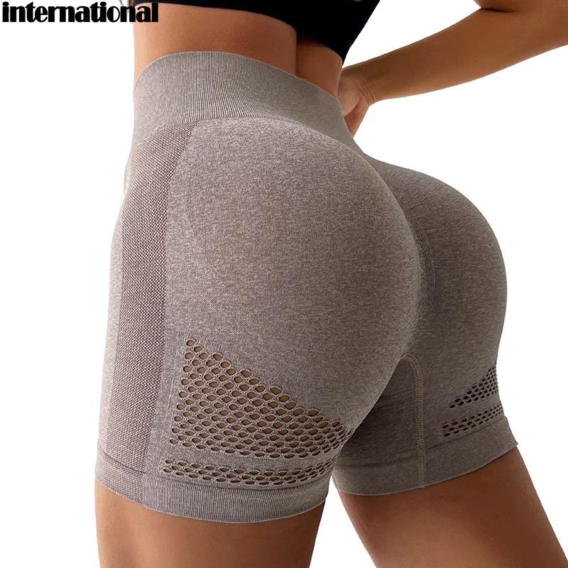 Pantalones cortos deportivos de cintura alta para mujer, Shorts de