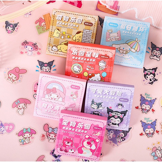 100 Hojas Sanrio Kuromi Pochacco Melody Manual Pegatinas De Dibujos ...