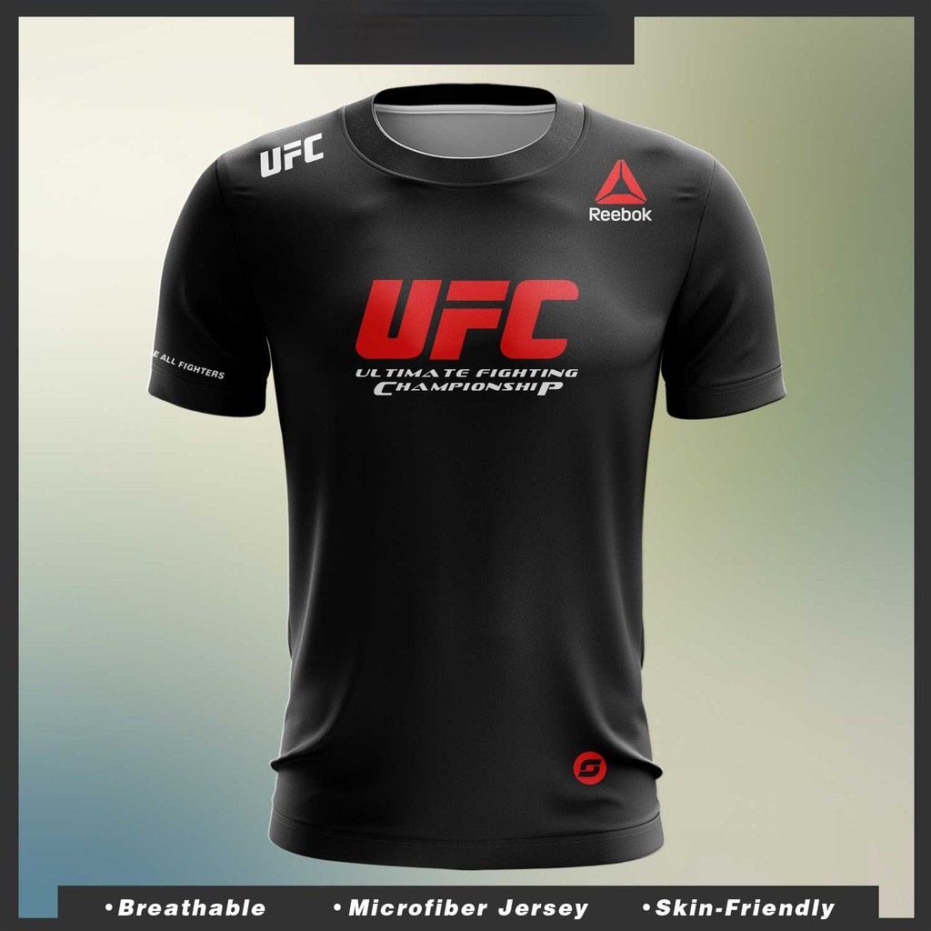 REEBOK HOMBRE UFC Logo Cuello Redondo Camiseta Manga Larga, Gris