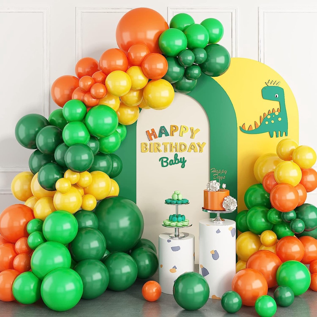 Kit De Arco De Globos Verde Y Naranja , Guirnalda Con Tema De Dinosaurio De  Cumpleaños Para La Decoración De Baby Shower Despedida De Soltera