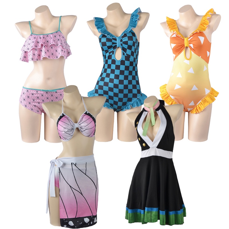 Anime Demon Slayer Traje De Baño Bikini Mujeres Nezuko Shinobu Cosplay  Kimetsu No Yaiba Bañador