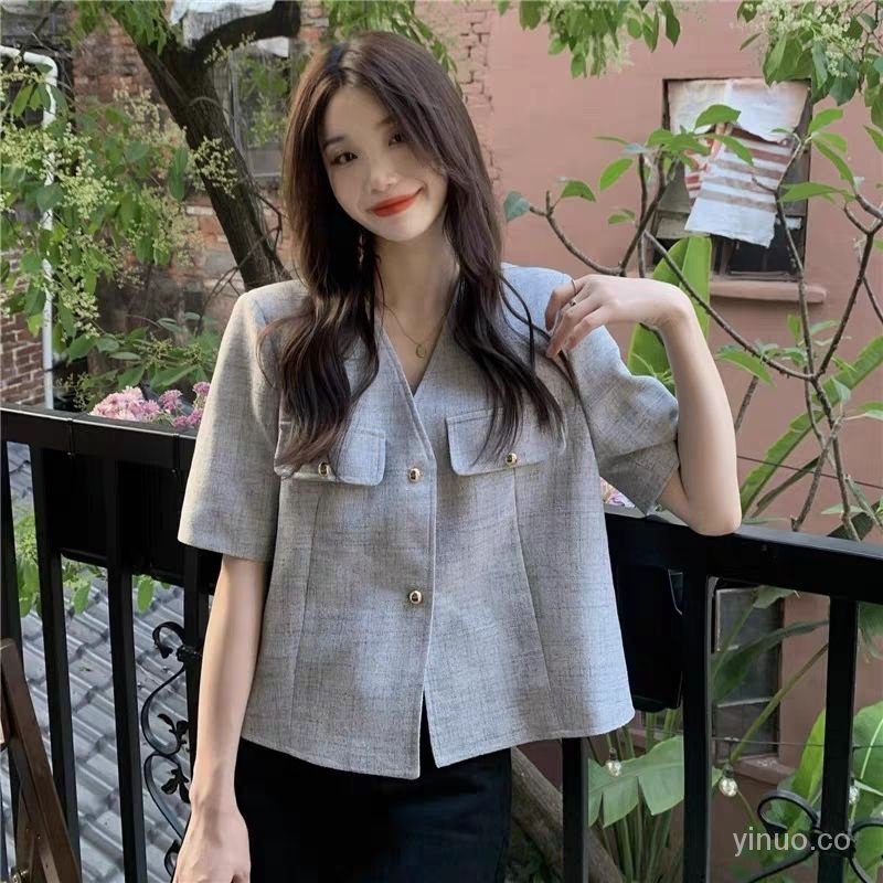 Camisa de manga corta de Chanel francesa para mujer verano