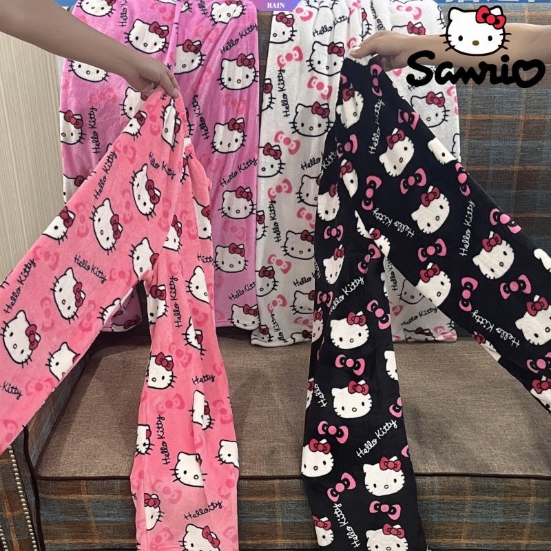 Sanrio Kawaii Dibujos Animados Otoño E Invierno My Melody Kuromi  Cinnamoroll Pijamas Ropa Interior Sujetador Sin Llantas Para Comodidad Sexy  De Hogar [Lluvia]