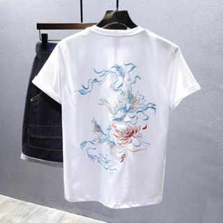 Camiseta de manga corta para hombre, ropa informal, bordada de