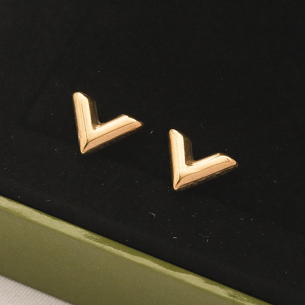 Moda LV LOUIS VUITTON Pendiente De Acero De Titanio Letra Logo Oído Stud  Pendientes De Las Mujeres De La Joyería