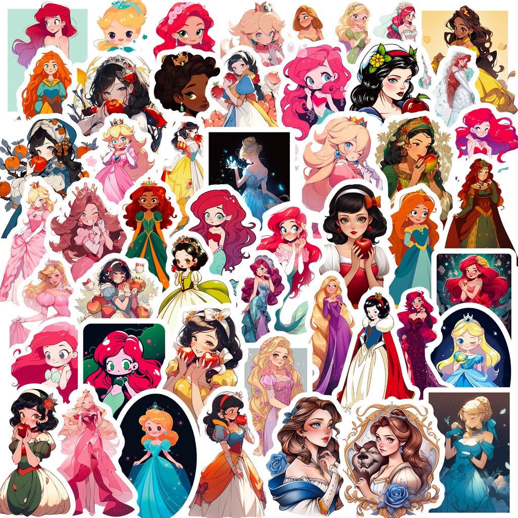 Pegatinas de princesa de dibujos animados de Disney para niños, calcomanías  de dibujos animados Kawaii, DIY