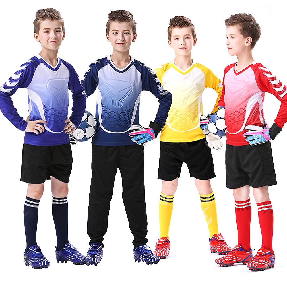 Comprar Uniforme de portero para niño, camisetas de manga larga con  pantalones deportivos, almohadilla protectora para portero de fútbol