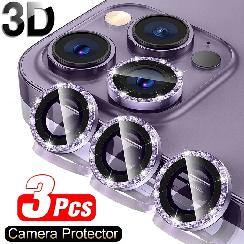 Protector de lente de cámara para iPhone 12 Pro / 12 Pro Max, 3 piezas de  vidrio templado HD, anillo de protección de lente trasera de metal de  cobertura total, película antiarañazos.