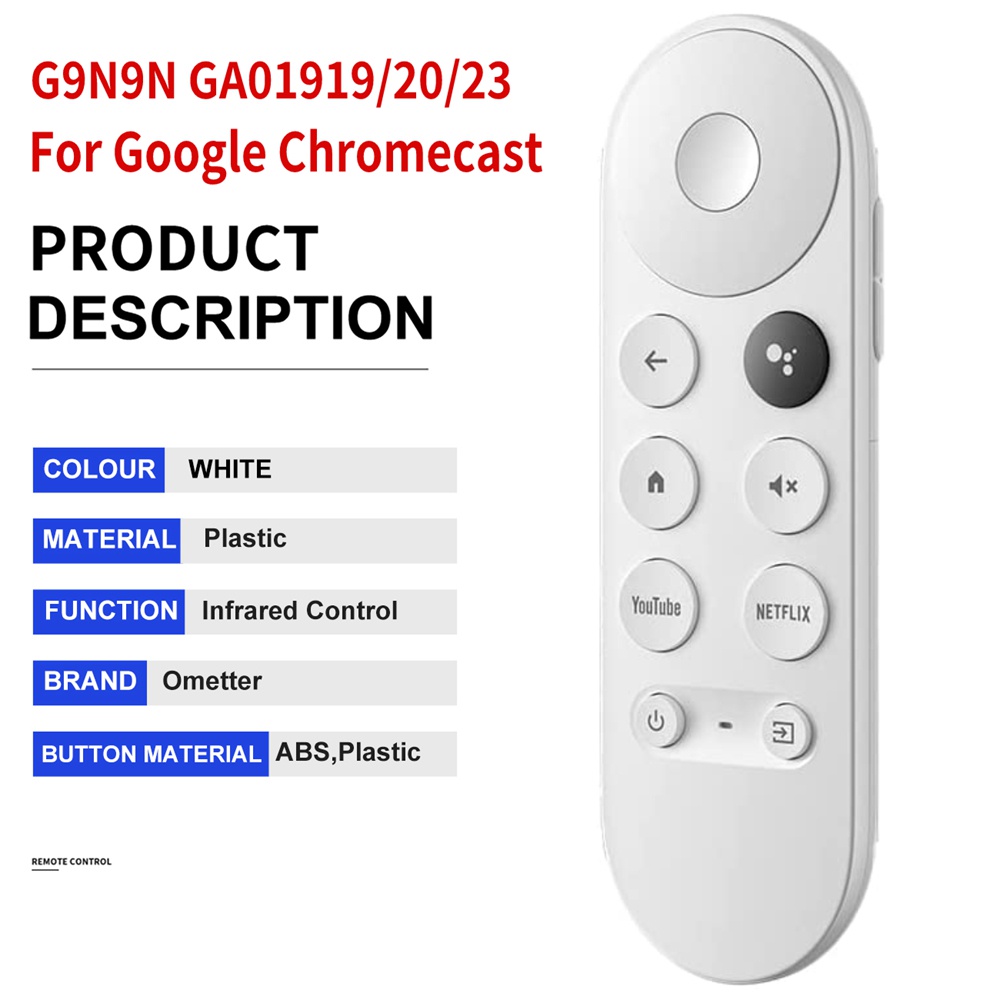 Mando a Distancia de Repuesto Compatible con Google Chromecast TV Stick  para G9N9N, GA01409, GA01919, GA01920, GA01923, GA02463, GA02464 :  : Electrónica