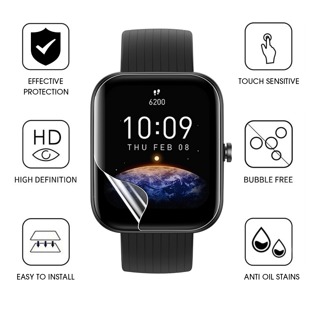 3 Pzs Protector De Pantalla Transparente Antiarañazos HD Para Huami Amazfit  Bip Lite 1S 3 3pro Smartwatch