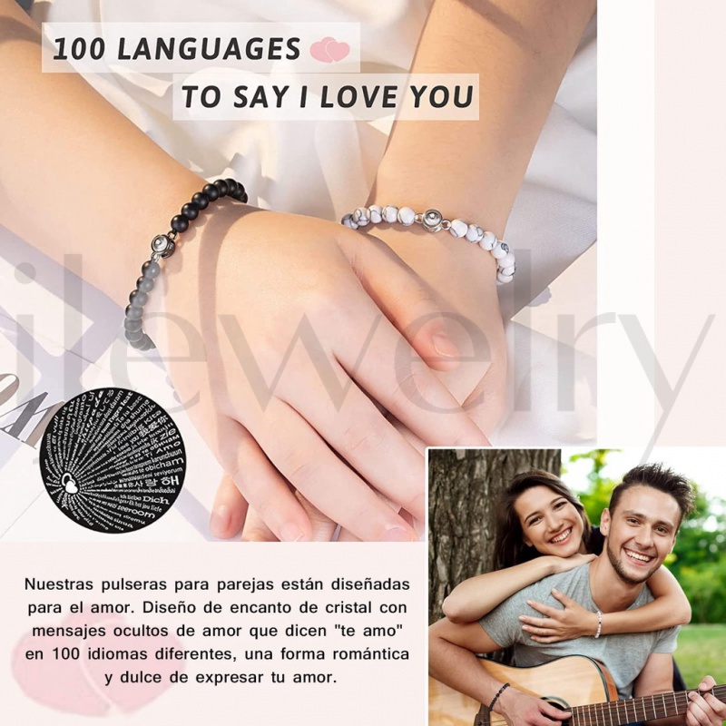 SUNSH Pulsera Para Hombre Piedra Natural Te Quiero 100