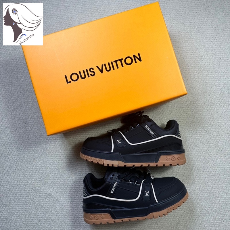 2023 Louis Vuitton Trainer Maxl zapatos casuales bajos Unisex zapatos de  tenis negro marrón