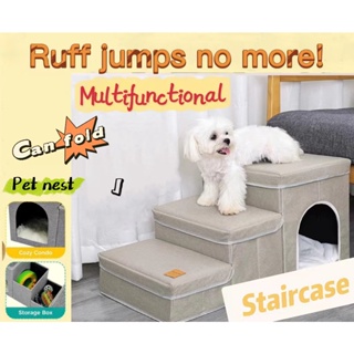 Escaleras plegables para almacenamiento de mascotas, cama de 3 escalones  para perros pequeños, gatos, cachorros, juguetes para mascotas, caja de