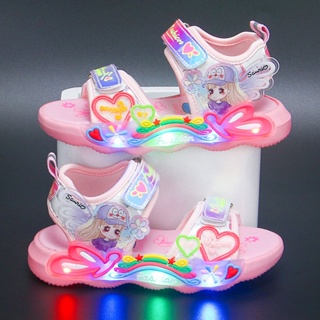 Nuevos zapatos de princesa con luces LED de dibujos animados para niñas  pequeñas y medianas a la moda, zapatos para niños pequeños (rojo, 8 niños)