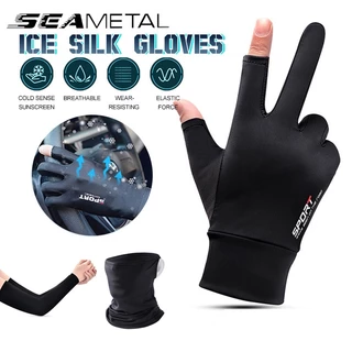 Mangas de seda de hielo para mujer, guantes de protección Solar UV