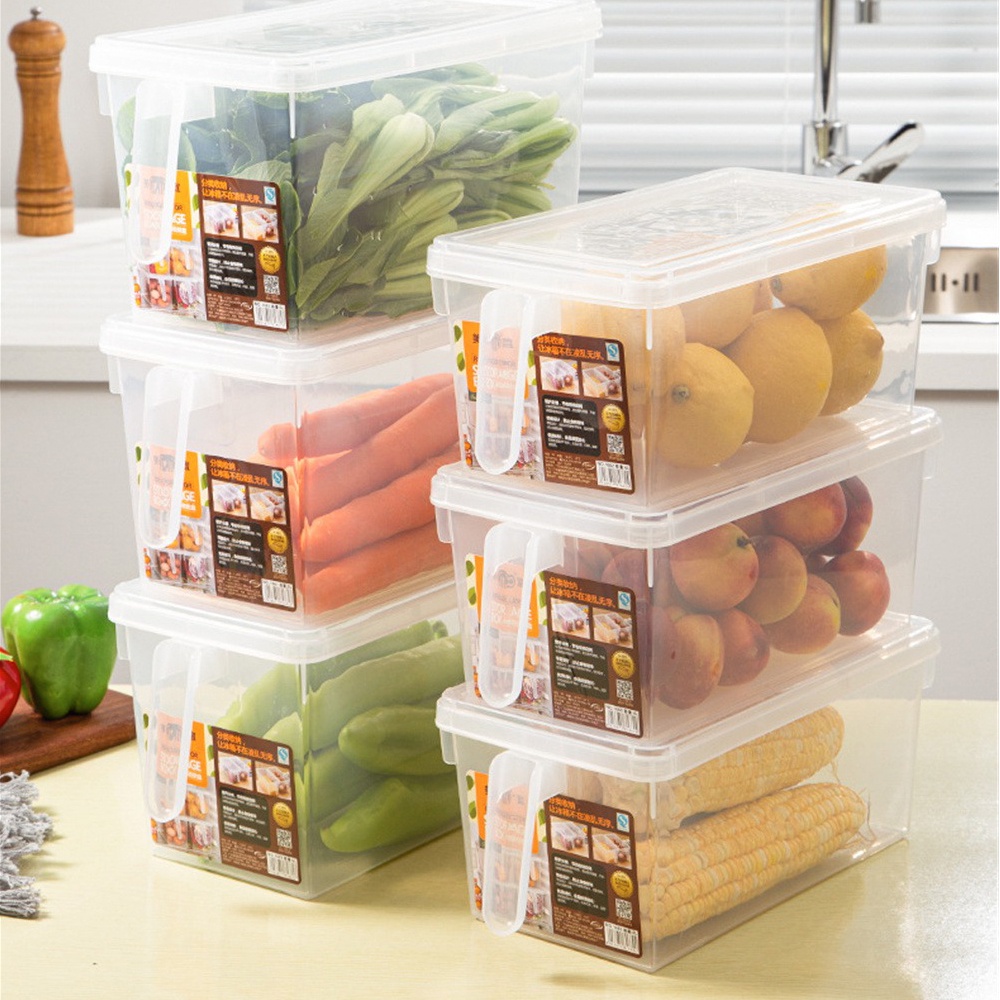 Contenedores de almacenamiento de alimentos para refrigerador, paquete de 6  organizadores de nevera con placa de drenaje extraíble, recipientes para