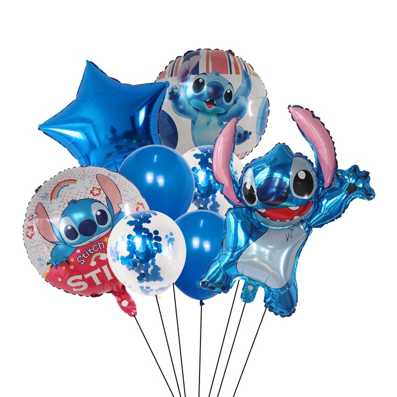 6 globos de fiesta de cumpleaños Lilo Stitch decoraciones de fiesta de  puntada globos de papel de aluminio de dibujos animados de Lilo Stitch para