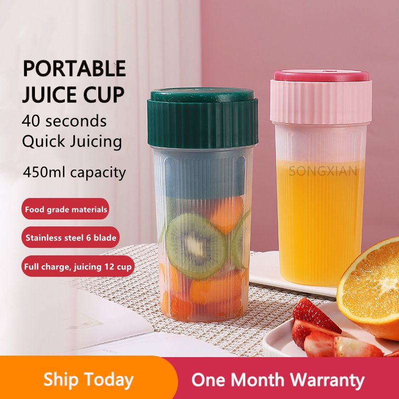 Mini batidora portátil taza de batido con USB recargable 6 cuchillas mini  mezclador de jugo de frutas batido tomar taza de jugo