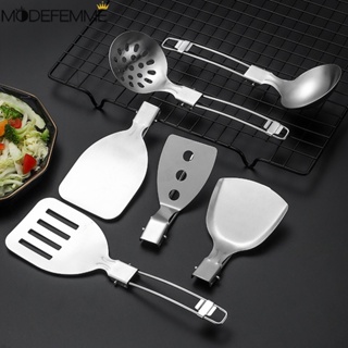Juego de utensilios de cocina de acero inoxidable, pala giratoria, cuchara  para sopa, espátula, utensilios de