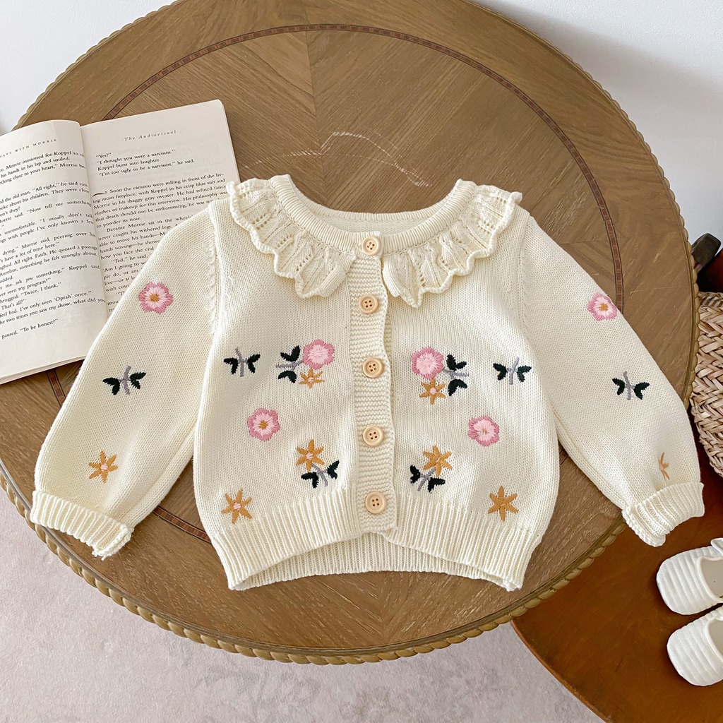 Sueter De Punto Para Bebe Pequena Flor Bordado Cuello De Muneca Ninos Ninas Ropa Exterior Shopee Colombia