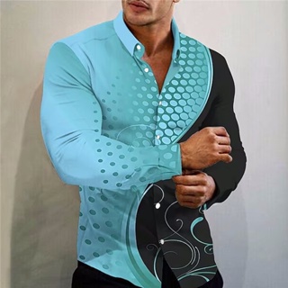 Camisa De Manga Larga Moda Para Hombre Blusa Con Botones Y Estampado Casual  Lujo