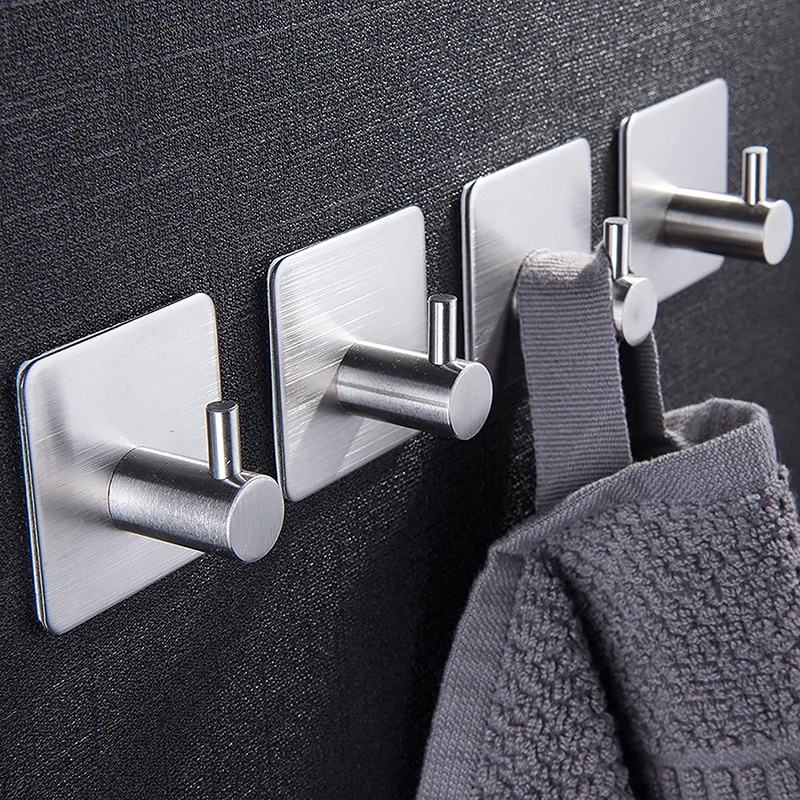 Ganchos adhesivos de acero inoxidable para pared de baño, colgador adhesivo  fuerte para bata, toalla, soporte