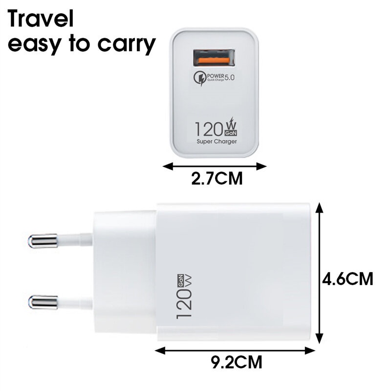 Comprar Adaptador de carga rápida de 120W para iPhone Xiaomi Huawei Samsung  Oneplus OPPO cargador USB carga rápida 5,0 QC5.0 cargadores de teléfonos  móviles