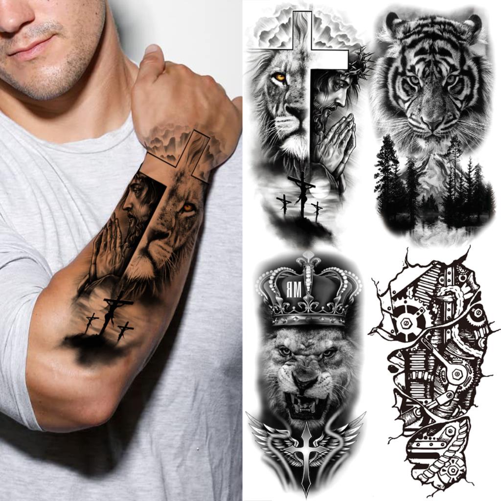 Dios Cruz León Tatuajes Temporales Para Hombres Mujeres Brújula Realista  Falsos Antebrazo Jesucristo Muslo Tatuaje Pegatina | Shopee Colombia