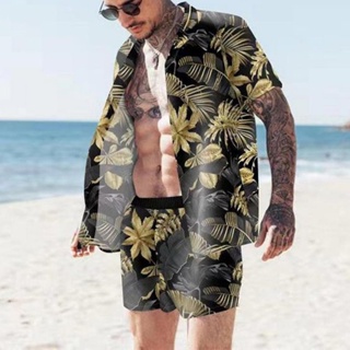 Conjuntos Con Camisa De Manga Corta Pantalones Cortos Verano Playa Para  Hombre