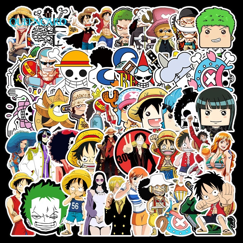 Pegatinas de dibujos animados de One Piece, calcomanía de nevera, guitarra,  portátil, motocicleta, impermeable, grafiti, regalo