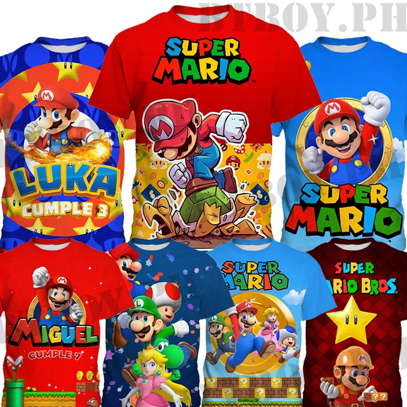 YAYA Super Mario Bros Camiseta Impresa Para Ninos Juego Camisa De Fiesta Jersey De Manga Corta Cumpleanos Shopee Colombia