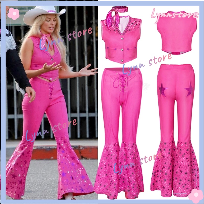 Disfraz de Cosplay de Barbie para mujer, ropa rosa de princesa Margot,  traje de pantalones superiores, Disfraces de Halloween, uniforme de  película - AliExpress