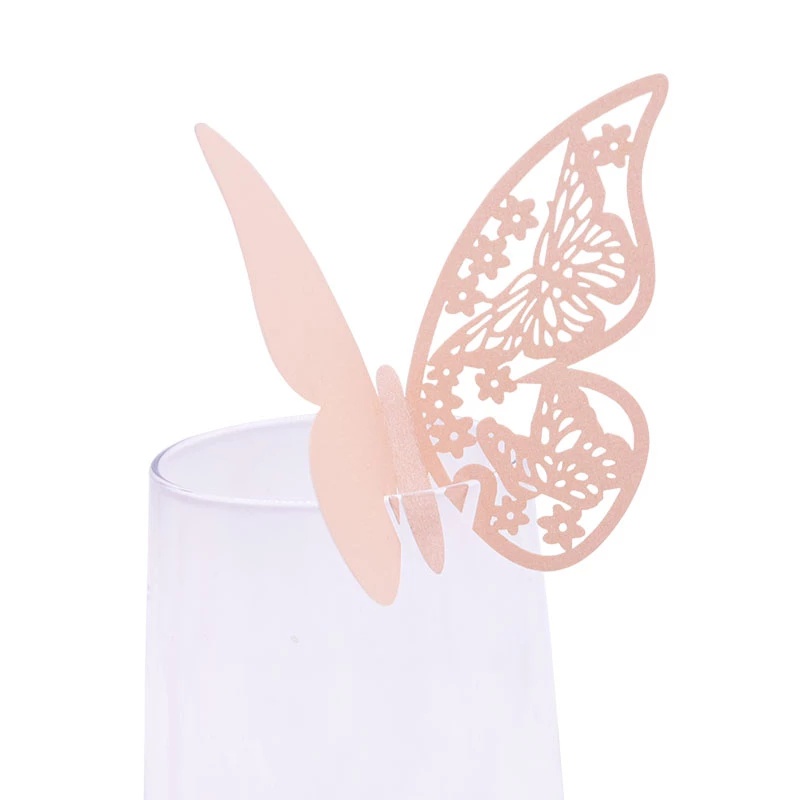 50 Tarjetas De Lugar Para Copas De Vino Con Mariposas Brillantes - Decoración Para Bodas Y Fiestas Elegante Y Personalizada
