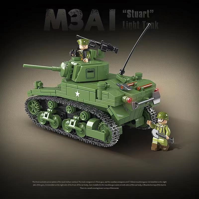 Lego Toy Tank Blocks Bricks US M3A1 Stuart Modelo Kit Conjunto De ...