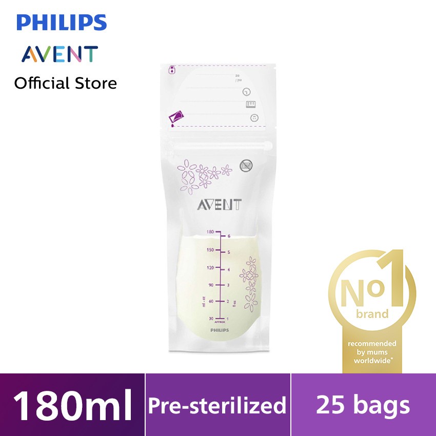 Bolsas para Leche Materna Philips Avent 6 oz - 180 ml 25 Piezas