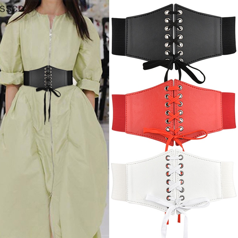 Adjustable Women Waist Belt Lace-up Tied Waspie Corset Belts 