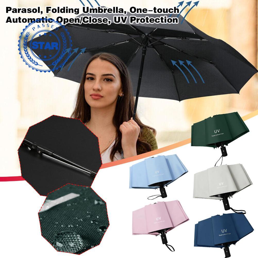 Paraguas blanco de 1 pieza, paraguas de viaje moderno con protección UV  para la lluvia, Moda de Mujer
