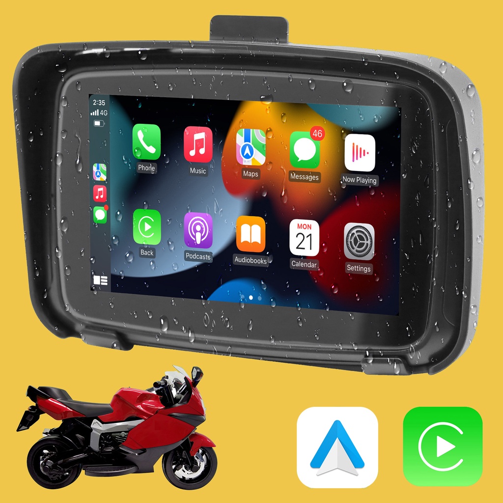 Dispositivo de navegación inalámbrico CarPlay y Android Auto para  motocicleta, pantalla táctil de 5 pulgadas, navegador portátil para moto,  Bluetooth