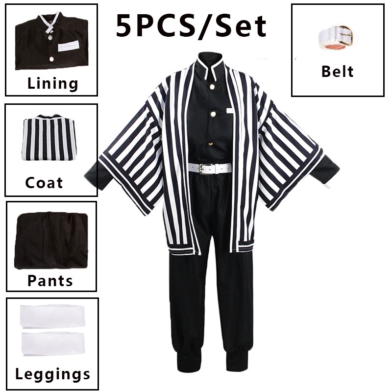 AIPILEI Iguro Obanai - Disfraz de cosplay de anime para hombre, chaqueta con capa, conjunto completo de disfraces para Halloween, carnaval, fiesta (A peluca serpiente, 110