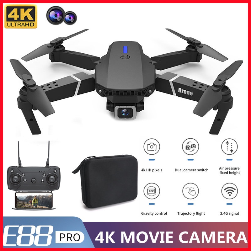 Drones con Camara 4k, Cámara Dual HD, E88pro Mini Dron de Altura Fija,  Cuadricóptero de Control