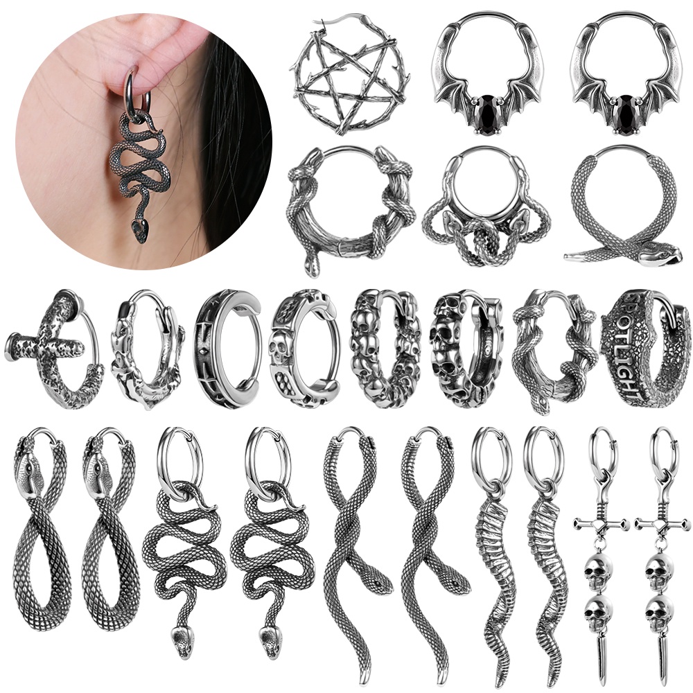Orecchini Pendenti Serpente Cobra In Stile Punk Gotico, Cristallo E Metallo Dorato, Per Donna E Ragazza