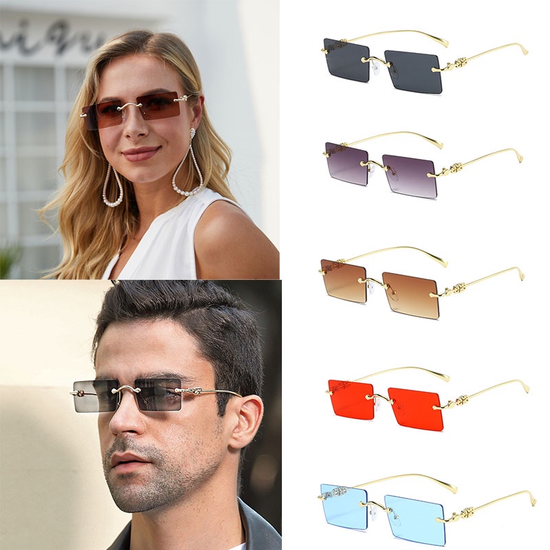 Lentes Rectangulares Para Hombre Sin Montura Gafas De Sol De Moda Para Mujer