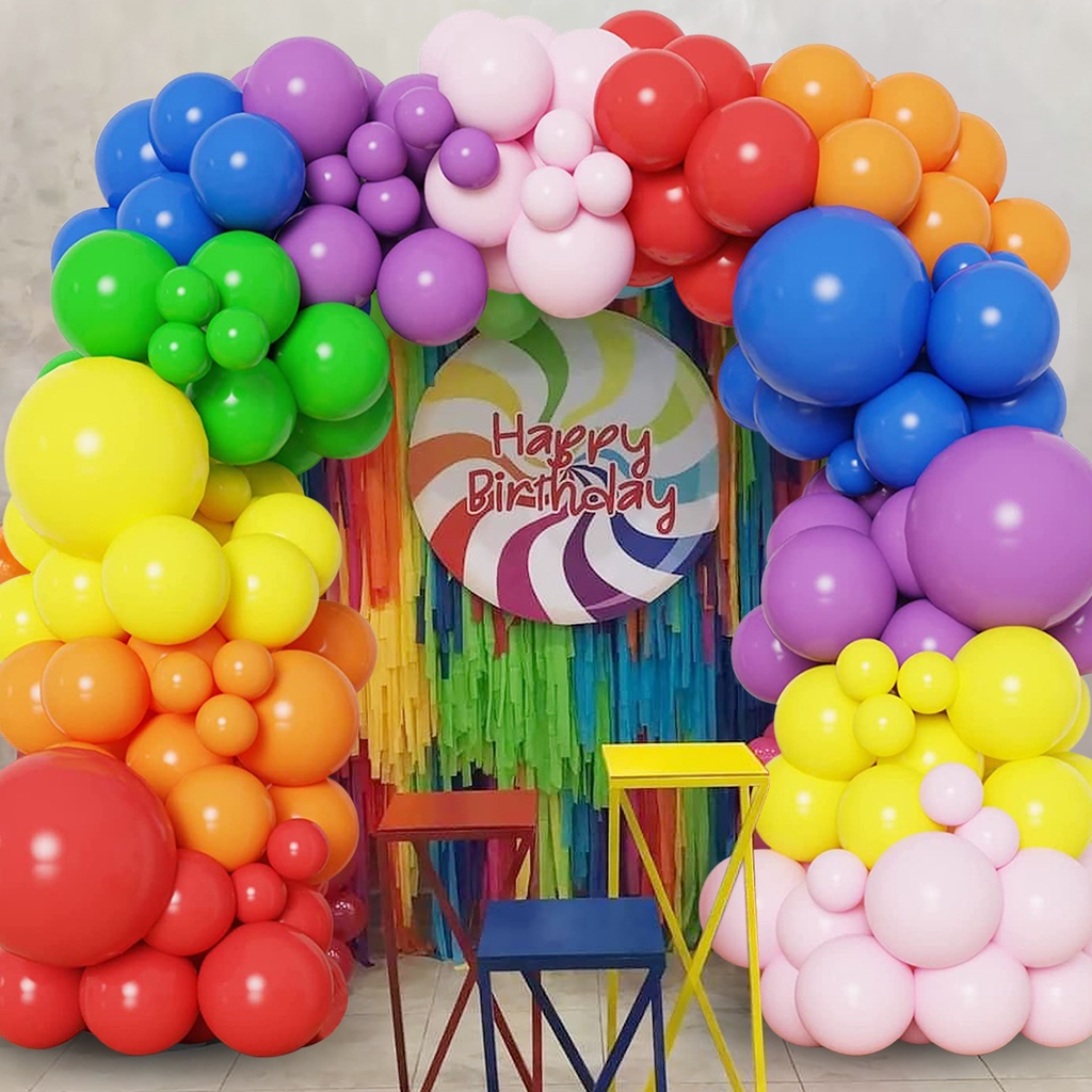 Paquete de 100 globos de látex multicolor de 12 pulgadas, globos  de decoración temática para decoración de fiestas, decoración de arco,  accesorios de fotos, gota de globo, ambiente de fiesta, 