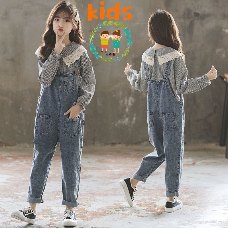 Ninas Primavera Otono Ninos Moda Camisa De Manga Larga Mono De Mezclilla De Dos Piezas Adecuado Para 3 5 8 10 12 13 Anos Ropa De Shopee Colombia