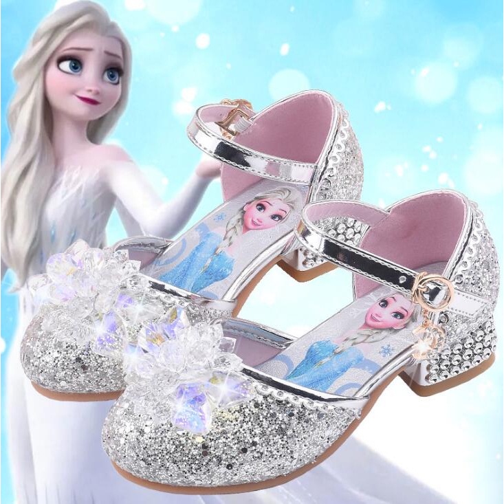 Disney niñas tacones altos primavera nuevos zapatos de cristal